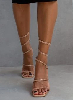 Πέδιλα Lace Up Tfp - Χαλκός 12 Πέδιλα Lace Up Tfp - Χαλκός -Κατάστημα TheFashionProject pedila tfp me elasma kai krustalla 104692 waxy