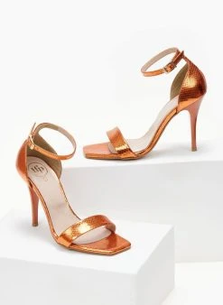 Πέδιλα με μπαρέτα και Pattern Tfp - Πορτοκαλί -Κατάστημα TheFashionProject pedila tfp me kleisti fterna 105260 xakz