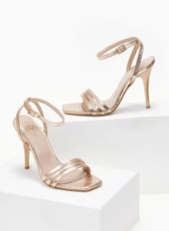 Πέδιλα με μπαρέτα και Pattern στα λουράκια Tfp - Χαλκός -Κατάστημα TheFashionProject pedila tfp me patten fidi 105065 5uiy