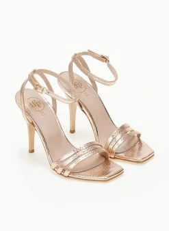 Πέδιλα με μπαρέτα και Pattern στα λουράκια Tfp - Χαλκός -Κατάστημα TheFashionProject pedila tfp me patten fidi 105065 7u8n