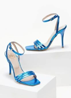 Πέδιλα με μπαρέτα και Pattern στα λουράκια Tfp - Μπλε -Κατάστημα TheFashionProject pedila tfp me patten fidi 105171 5xpx