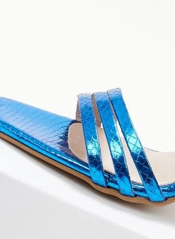 Πέδιλα με μπαρέτα και Pattern στα λουράκια Tfp - Μπλε -Κατάστημα TheFashionProject pedila tfp me patten fidi 105171 pckk