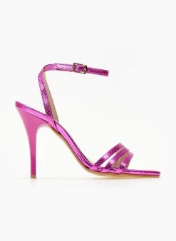Πέδιλα με μπαρέτα και Pattern στα λουράκια Tfp - Φούξια -Κατάστημα TheFashionProject pedila tfp me patten fidi 105172 oaam