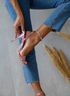Πέδιλα με μπαρέτα και Pattern στα λουράκια Tfp - Ροζ -Κατάστημα TheFashionProject pedila tfp me patten fidi 105252 443p