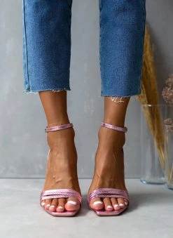 Πέδιλα με μπαρέτα και Pattern στα λουράκια Tfp - Ροζ -Κατάστημα TheFashionProject pedila tfp me patten fidi 105252 faek