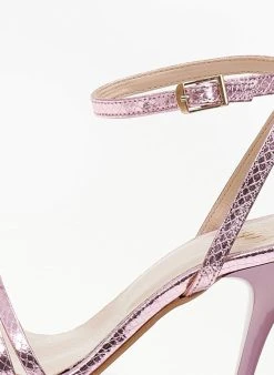 Πέδιλα με μπαρέτα και Pattern στα λουράκια Tfp - Ροζ -Κατάστημα TheFashionProject pedila tfp me patten fidi 105252 vlfi