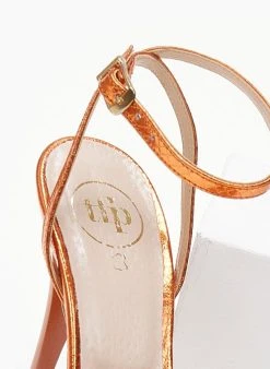 Πέδιλα με μπαρέτα και Pattern στα λουράκια Tfp - Πορτοκαλί -Κατάστημα TheFashionProject pedila tfp me patten fidi 105253 jbtp