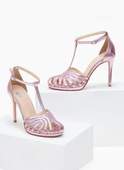 Πέδιλα με μπαρέτα ρετρό σε μεταλλικές αποχρώσεις Tfp - Ροζ -Κατάστημα TheFashionProject pedila tfp retro se metallikes apoxrwseis 101158 dlb3