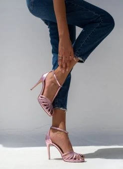 Πέδιλα με μπαρέτα ρετρό σε μεταλλικές αποχρώσεις Tfp - Ροζ -Κατάστημα TheFashionProject pedila tfp retro se metallikes apoxrwseis 101158 g72k