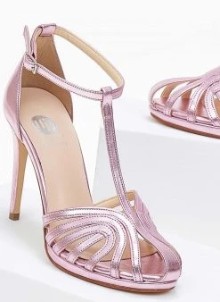 Πέδιλα με μπαρέτα ρετρό σε μεταλλικές αποχρώσεις Tfp - Ροζ -Κατάστημα TheFashionProject pedila tfp retro se metallikes apoxrwseis 101158 yg4f