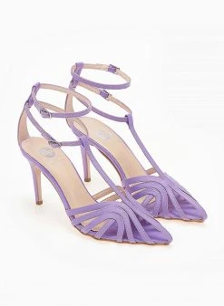 Πέδιλα TFP Retro σατέν με ανοίγματα - Λιλά -Κατάστημα TheFashionProject pedila tfp saten me anoigmata 103569 hko9
