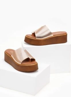 Flatforms με άνιση φάσα Estil - Χαλκός -Κατάστημα TheFashionProject platformes dermatines estil me anisi fasa 104818 c40w