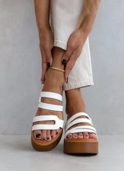 Flatforms δερμάτινα με ανοίγματα Estil - Λευκό