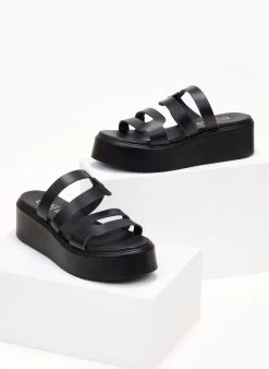 Flatforms δερμάτινα με ανοίγματα Estil - Μαύρο -Κατάστημα TheFashionProject platformes dermatines estil me anoigmata 104938 hk9k