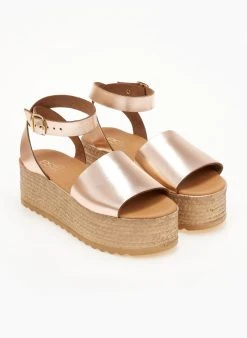 Flatforms δερμάτινες με φαρδιά φάσα Estil - Χαλκός -Κατάστημα TheFashionProject platformes dermatines estil me fardia fasa 104959 k0dc