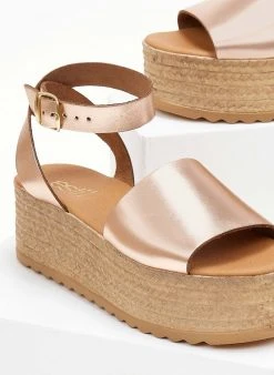 Flatforms δερμάτινες με φαρδιά φάσα Estil - Χαλκός -Κατάστημα TheFashionProject platformes dermatines estil me fardia fasa 104959 sle9