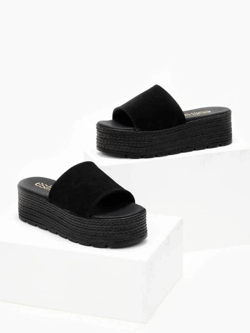 Flatforms καστόρινα με φάσα Estil - Μαύρο 5 Flatforms καστόρινα με φάσα Estil - Μαύρο - Image 3