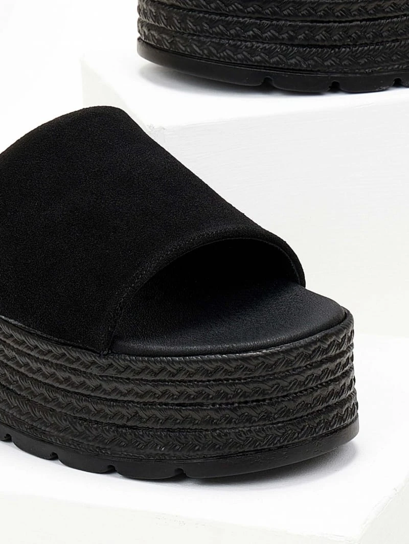 Flatforms καστόρινα με φάσα Estil - Μαύρο 7 Flatforms καστόρινα με φάσα Estil - Μαύρο - Image 5