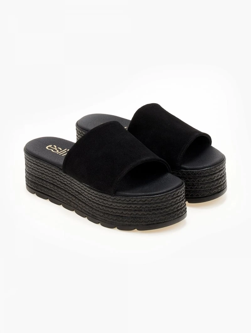 Flatforms καστόρινα με φάσα Estil - Μαύρο 8 Flatforms καστόρινα με φάσα Estil - Μαύρο - Image 6