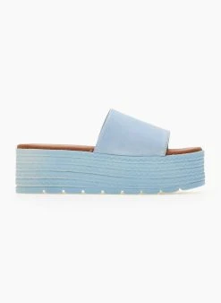 Flatforms καστόρινα με φάσα Estil - Γαλάζιο -Κατάστημα TheFashionProject platformes estil kastorines me fardia fasa 105368 5nxx