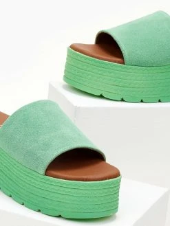 Flatforms καστόρινα με φάσα Estil - Πράσινο -Κατάστημα TheFashionProject platformes estil kastorines me fardia fasa 105370 80ir