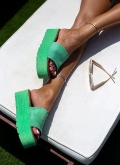 Flatforms καστόρινα με φάσα Estil - Πράσινο -Κατάστημα TheFashionProject platformes estil kastorines me fardia fasa 105370 gyk9