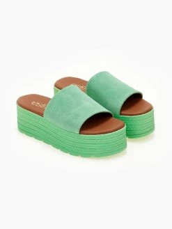 Flatforms καστόρινα με φάσα Estil - Πράσινο -Κατάστημα TheFashionProject platformes estil kastorines me fardia fasa 105370 kok7