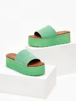 Flatforms καστόρινα με φάσα Estil - Πράσινο -Κατάστημα TheFashionProject platformes estil kastorines me fardia fasa 105370 yj4h