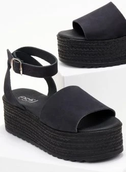 Flatforms Nubuck με μπαρέτα Estil - Μαύρο -Κατάστημα TheFashionProject platformes nubuck estil me fardia fasa 104954 p95f