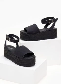 Flatforms Nubuck με μπαρέτα Estil - Μαύρο -Κατάστημα TheFashionProject platformes nubuck estil me fardia fasa 104954 ynkg