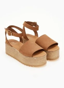 Flatforms Nubuck με μπαρέτα Estil - Πούρο -Κατάστημα TheFashionProject platformes nubuck estil me fardia fasa 104955 92ls