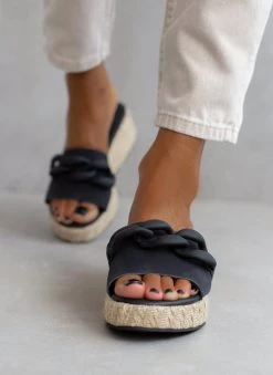 The Fashion Project Flatforms Nubuck με αλυσίδα - Μαύρο -Κατάστημα TheFashionProject platformes nubuck estil me kokalini alusida 104189 gpxc