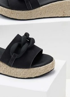 The Fashion Project Flatforms Nubuck με αλυσίδα - Μαύρο -Κατάστημα TheFashionProject platformes nubuck estil me kokalini alusida 104189 k7id