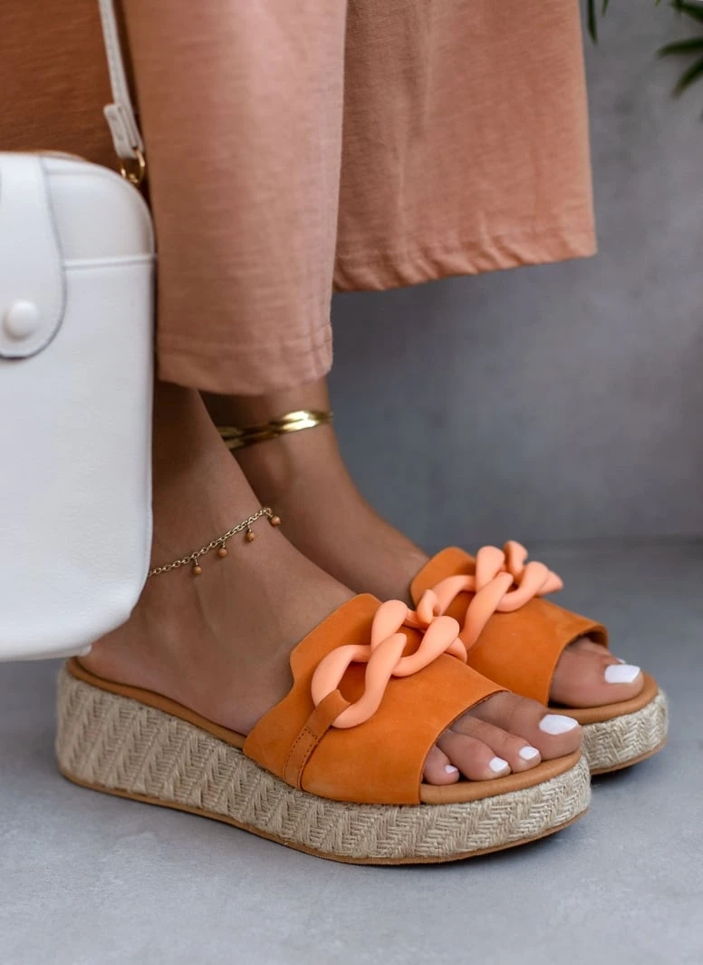 The Fashion Project Flatforms Nubuck με αλυσίδα - Πορτοκαλί 3 The Fashion Project Flatforms Nubuck με αλυσίδα - Πορτοκαλί