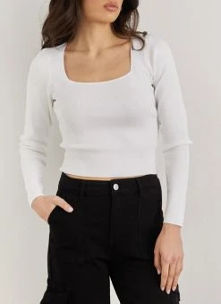 The Fashion Project Πλεκτή μπλούζα με καρέ λαιμόκοψη - Λευκό