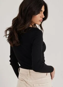The Fashion Project Πλεκτή μπλούζα με καρέ λαιμόκοψη - Μαύρο -Κατάστημα TheFashionProject plekti mplouza me kare laimokopsi 110388 06xl
