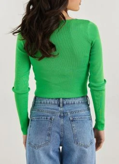 The Fashion Project Πλεκτή μπλούζα με καρέ λαιμόκοψη - Lime -Κατάστημα TheFashionProject plekti mplouza me kare laimokopsi 110390 j05x