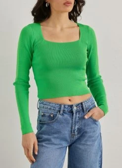 The Fashion Project Πλεκτή μπλούζα με καρέ λαιμόκοψη - Lime -Κατάστημα TheFashionProject plekti mplouza me kare laimokopsi 110390 nypt