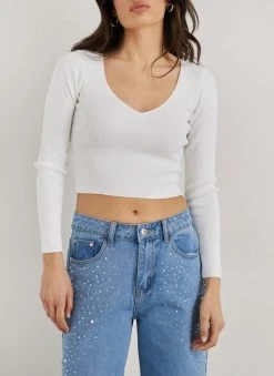 The Fashion Project Πλεκτή μπλούζα με V Cut λαιμόκοψη - Λευκό -Κατάστημα TheFashionProject plekti mplouza me v cut laimokopsi 110395 cdn4