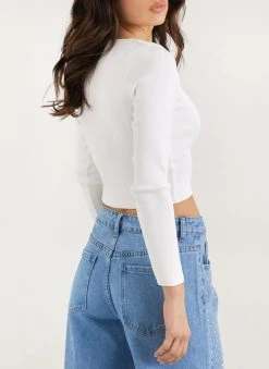 The Fashion Project Πλεκτή μπλούζα με V Cut λαιμόκοψη - Λευκό -Κατάστημα TheFashionProject plekti mplouza me v cut laimokopsi 110395 re21