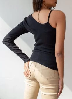 The Fashion Project Μπλούζα ριπ με ένα μανίκι - Μαύρο -Κατάστημα TheFashionProject rip topaki me ena maniki 87421 me9k