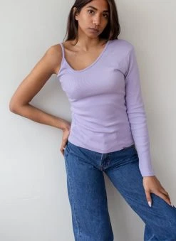 The Fashion Project Μπλούζα ριπ με ένα μανίκι - Λιλά -Κατάστημα TheFashionProject rip topaki me ena maniki 87423 pmnb