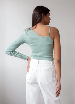 The Fashion Project Μπλούζα ριπ με ένα μανίκι - Μέντα -Κατάστημα TheFashionProject rip topaki me ena maniki 87424 o04k