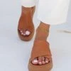 Flatforms δερμάτινα Crossover Iris Sandals - Ταμπά 1 Flatforms δερμάτινα Crossover Iris Sandals - Ταμπά -Κατάστημα TheFashionProject sandalia dermatina iris me xiasti fases 103360 krx7