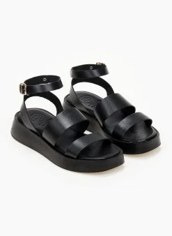 Σανδάλια δερμάτινα με δύο φάσες Tfp - Μαύρο -Κατάστημα TheFashionProject sandalia dermatina tfp me fases 102863 3mjc