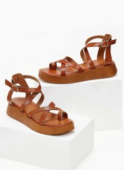 Σανδάλια δερμάτινα TFP με χιαστί δέσιμο - Ταμπά -Κατάστημα TheFashionProject sandalia dermatina tfp me xiasti desimo 102861 9149