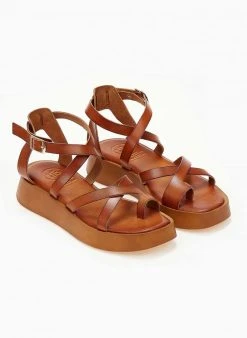 Σανδάλια δερμάτινα TFP με χιαστί δέσιμο - Ταμπά -Κατάστημα TheFashionProject sandalia dermatina tfp me xiasti desimo 102861 up6s