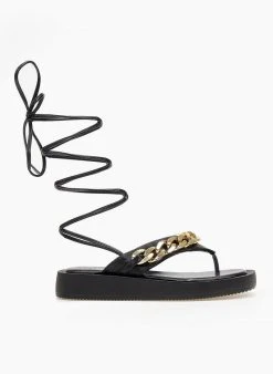 The Fashion Project Flatform με αλυσίδα - Μαύρο -Κατάστημα TheFashionProject sandalia me alusida kai kordonia 103886 2wd9