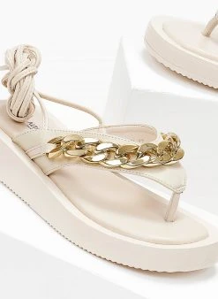 The Fashion Project Flatform με αλυσίδα - Μπεζ -Κατάστημα TheFashionProject sandalia me alusida kai kordonia 103887 7der