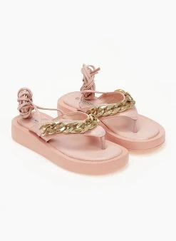The Fashion Project Flatform με αλυσίδα - Ροζ 13 The Fashion Project Flatform με αλυσίδα - Ροζ -Κατάστημα TheFashionProject sandalia me alusida kai kordonia 103888 tymj